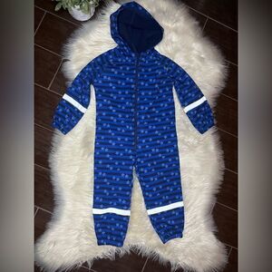 X-MAIL royal blue/navy stripes and stars hooded rainsuit sz 1.5-3 years